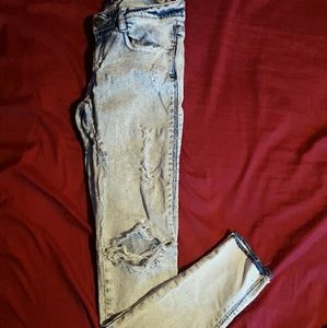 Blue acid wash skinny jeans